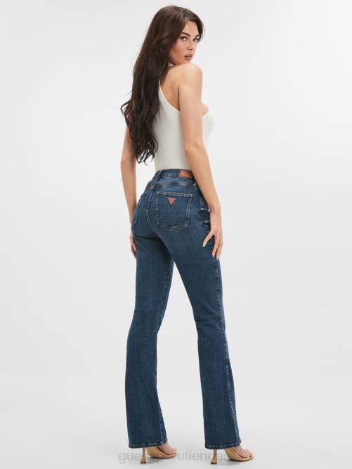 GUESS vaqueros acampanados atractivos mujer 0P8X84 lavado de niebla azul vestir