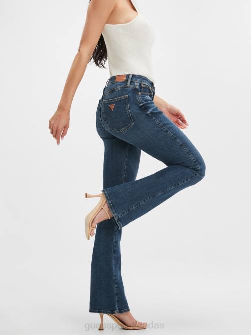 GUESS vaqueros acampanados atractivos mujer 0P8X84 lavado de niebla azul vestir