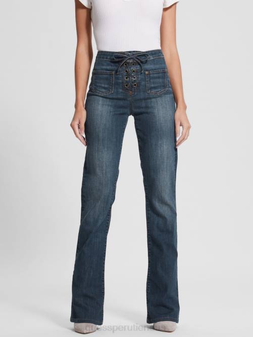 GUESS vaqueros acampanados con cordones Harlow mujer 0P8X99 palmas perdidas vestir