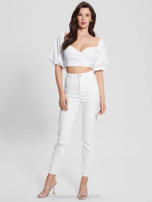 GUESS vaqueros de mamá mujer 0P8X96 blanco puro vestir