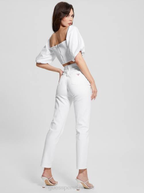 GUESS vaqueros de mamá mujer 0P8X96 blanco puro vestir