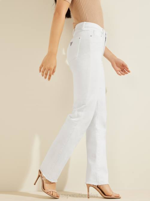 GUESS vaqueros rectos 1981 mujer 0P8X209 blanco puro multi vestir