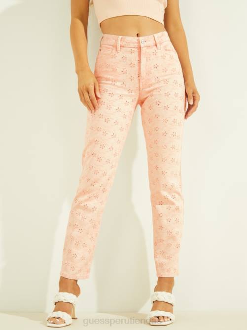 GUESS vaqueros rectos con ojales 1981 mujer 0P8X243 florida rosa vestir