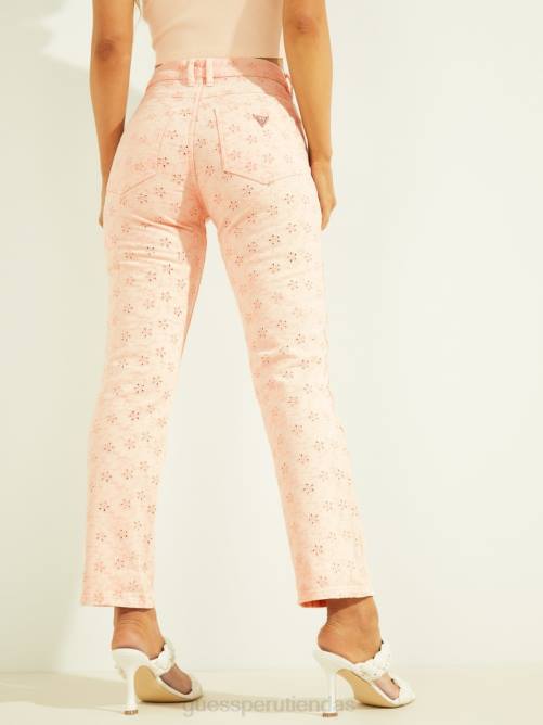 GUESS vaqueros rectos con ojales 1981 mujer 0P8X243 florida rosa vestir