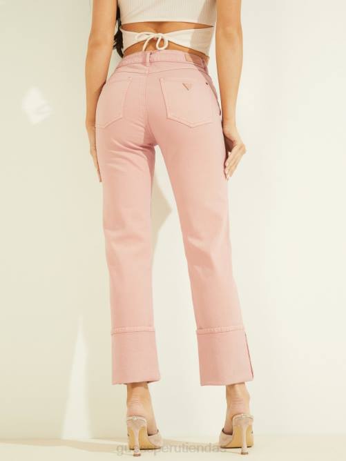 GUESS vaqueros rectos con puños 1981 mujer 0P8X203 felicidad rosa multi vestir