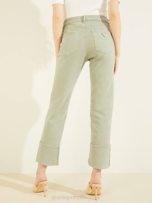 GUESS vaqueros rectos con puños 1981 mujer 0P8X275 matcha ligero multi vestir