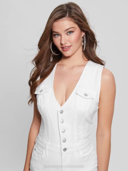 GUESS mameluco denim bella mujer 0P8X236 blanco puro vestir