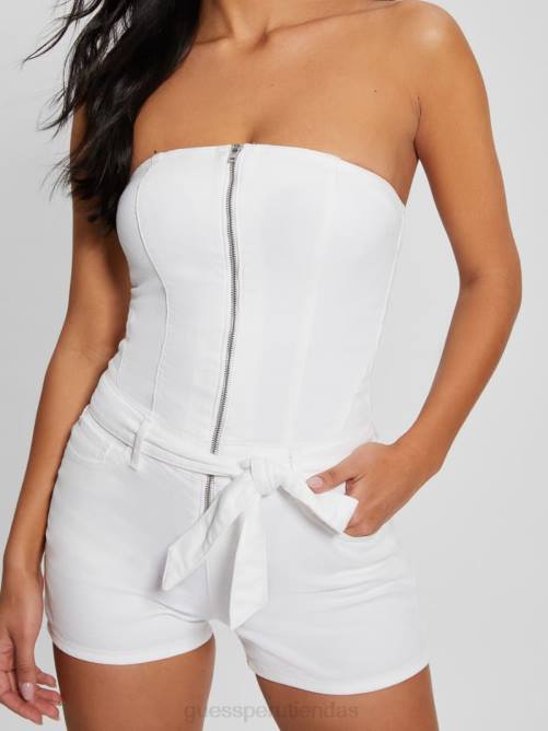 GUESS mameluco denim sin mangas eco skylark mujer 0P8X72 blanco puro vestir