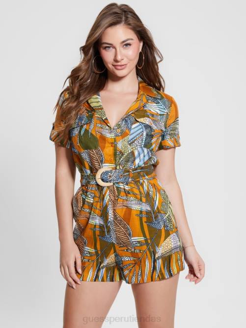GUESS mameluco eco cindy de lino mujer 0P8X331 arcilla batik tucán vestir