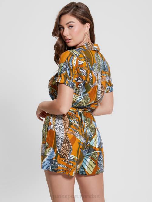 GUESS mameluco eco cindy de lino mujer 0P8X331 arcilla batik tucán vestir