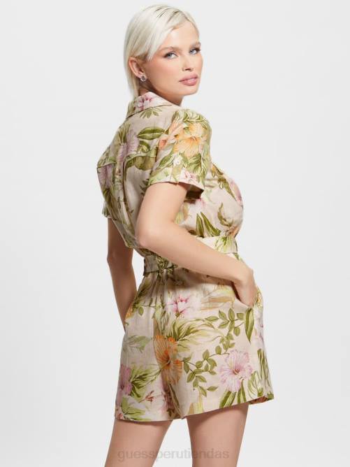 GUESS mameluco eco cindy de lino mujer 0P8X561 hibisco reliquia vestir