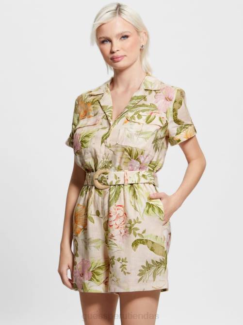 GUESS mameluco eco cindy de lino mujer 0P8X561 hibisco reliquia vestir