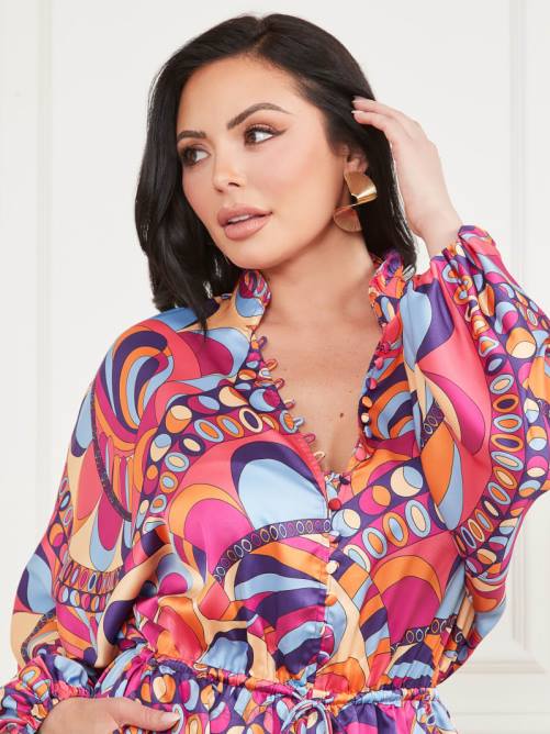 GUESS mameluco estampado vivienne mujer 0P8X498 impresión de tulum vestir