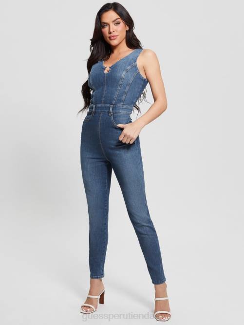 GUESS mono de denim de éster ecológico mujer 0P8X198 océano de plumas vestir