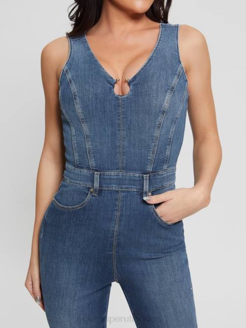 GUESS mono de denim de éster ecológico mujer 0P8X198 océano de plumas vestir