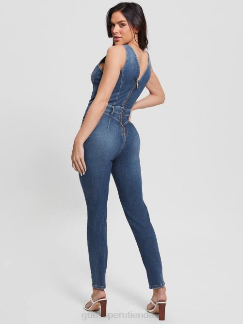 GUESS mono de denim de éster ecológico mujer 0P8X198 océano de plumas vestir
