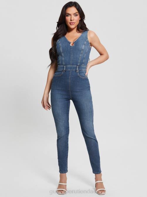 GUESS mono de denim de éster ecológico mujer 0P8X198 océano de plumas vestir