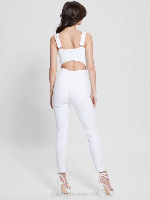 GUESS mono de mezclilla eco reina mujer 0P8X353 blanco puro vestir