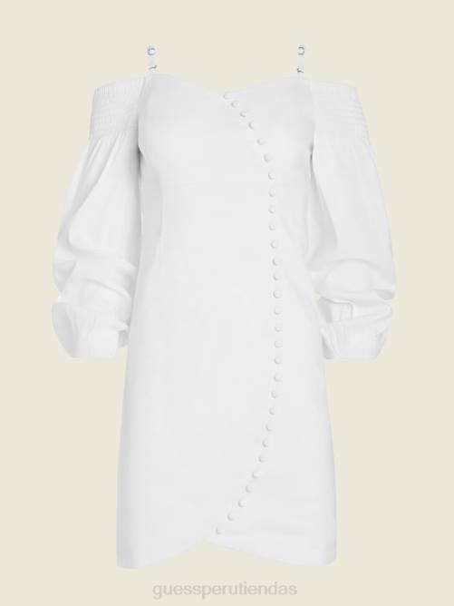 GUESS vestido Dawn con hombros descubiertos mujer 0P8X840 blanco puro vestir
