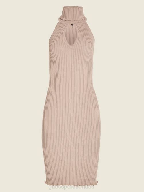 GUESS vestido asani de punto de canalé mujer 0P8X672 arcilla de verano vestir
