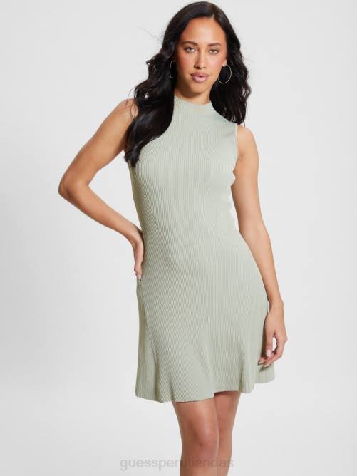 GUESS vestido audrey entallado y acampanado mujer 0P8X311 helecho polvoriento vestir