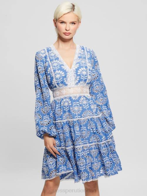 GUESS vestido bordado isla mujer 0P8X313 claramente azul multi vestir