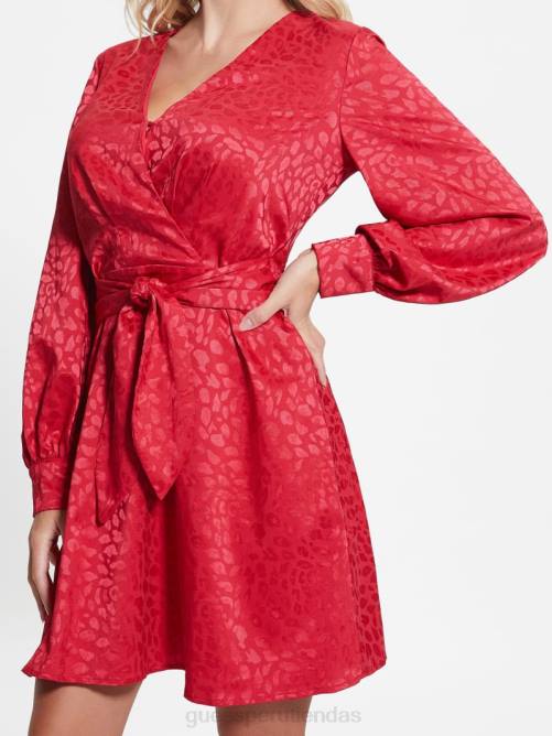 GUESS vestido brielle de leopardo mujer 0P8X891 jugo de fruta rosa vestir