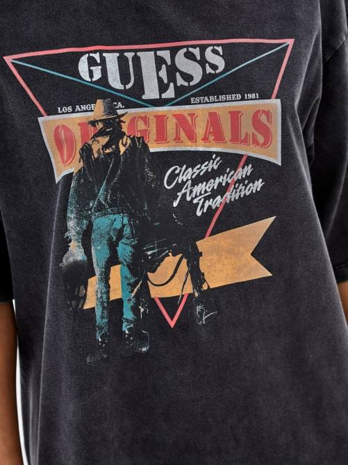 GUESS vestido camiseta original mujer 0P8X365 negro azabache multicolor vestir