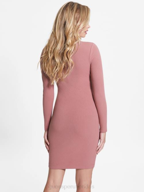 GUESS vestido con aberturas de lana ecológica mujer 0P8X894 malva antiguo vestir