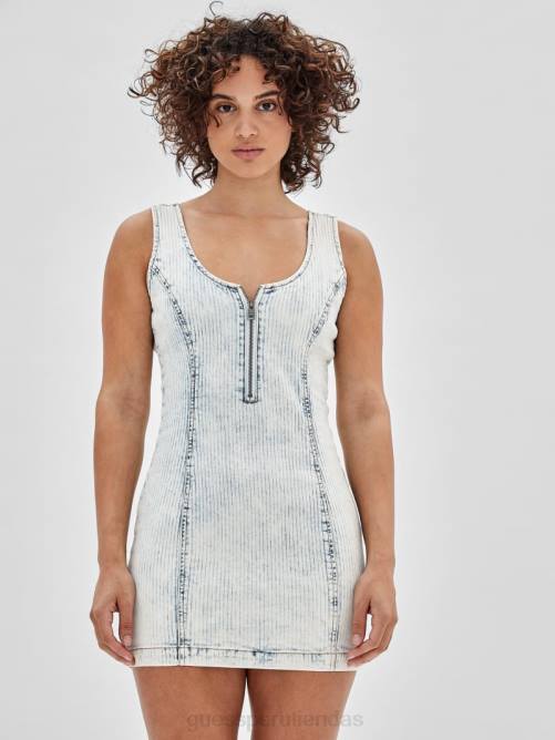 GUESS vestido con cremallera original mujer 0P8X425 lavado de nieve ligero vestir