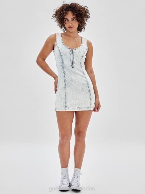 GUESS vestido con cremallera original mujer 0P8X425 lavado de nieve ligero vestir
