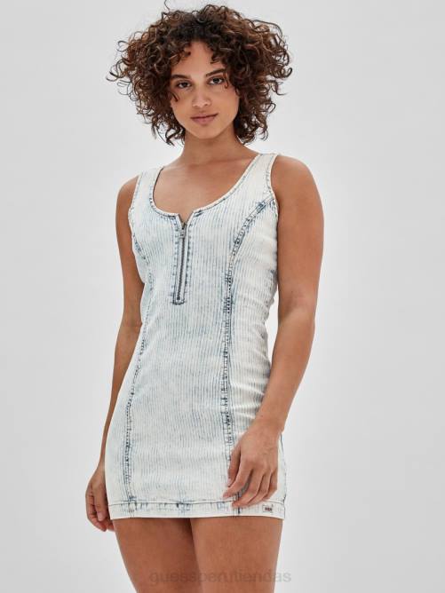 GUESS vestido con cremallera original mujer 0P8X425 lavado de nieve ligero vestir