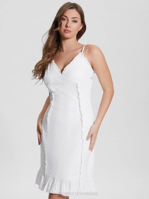 GUESS vestido corto amal de paisley mujer 0P8X424 blanco puro vestir