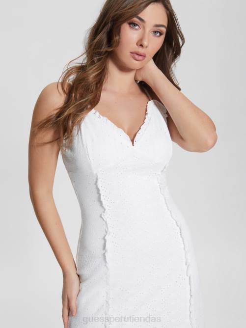 GUESS vestido corto amal de paisley mujer 0P8X424 blanco puro vestir