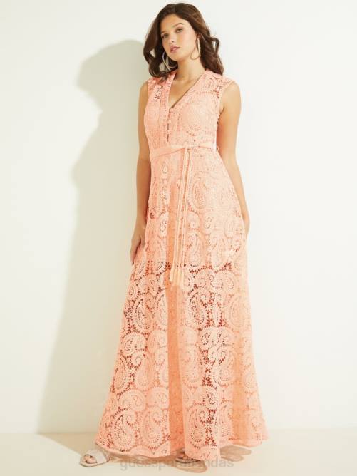 GUESS vestido creta mujer 0P8X637 crema de durazno vestir