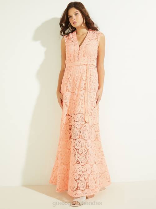 GUESS vestido creta mujer 0P8X637 crema de durazno vestir
