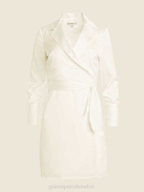 GUESS vestido cruzado ecológico adair mujer 0P8X855 blanco crema vestir