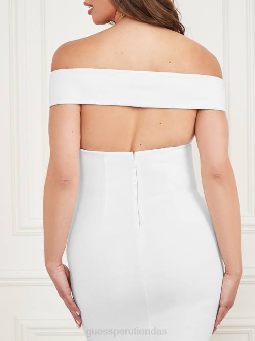 GUESS vestido dahlia con hombros descubiertos mujer 0P8X577 perla pálida vestir