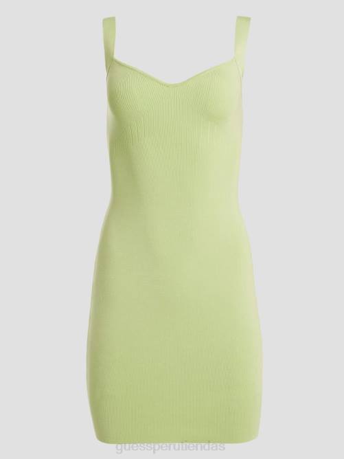 GUESS vestido de canalé anís espejismo mujer 0P8X641 verde melaza vestir