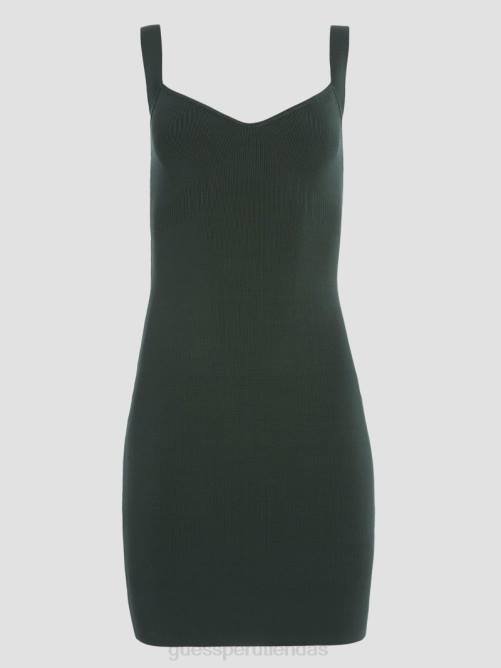 GUESS vestido de canalé anís espejismo mujer 0P8X720 estera de musgo vestir