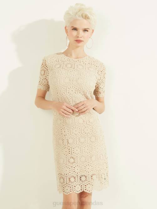 GUESS vestido de crochet charlotte mujer 0P8X912 blanquecino multicolor vestir