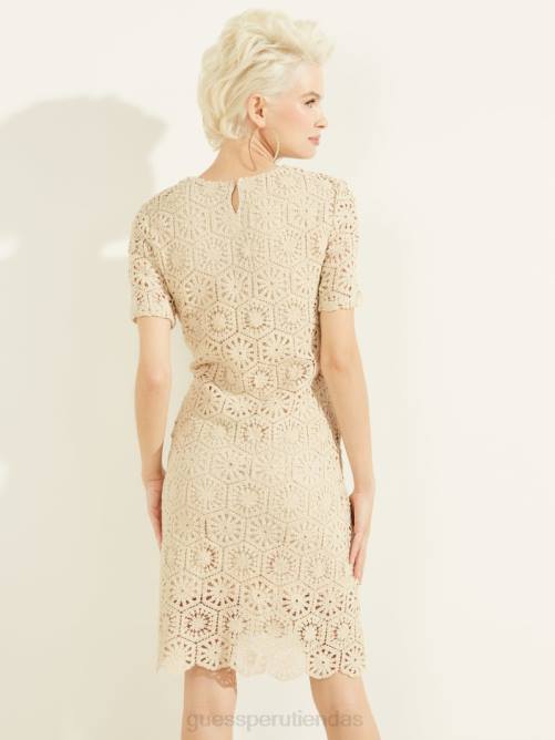 GUESS vestido de crochet charlotte mujer 0P8X912 blanquecino multicolor vestir