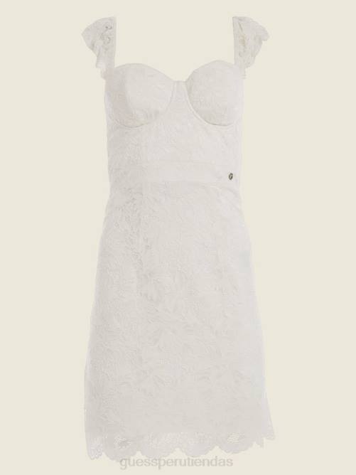 GUESS vestido de encaje cristel mujer 0P8X863 blanco puro vestir