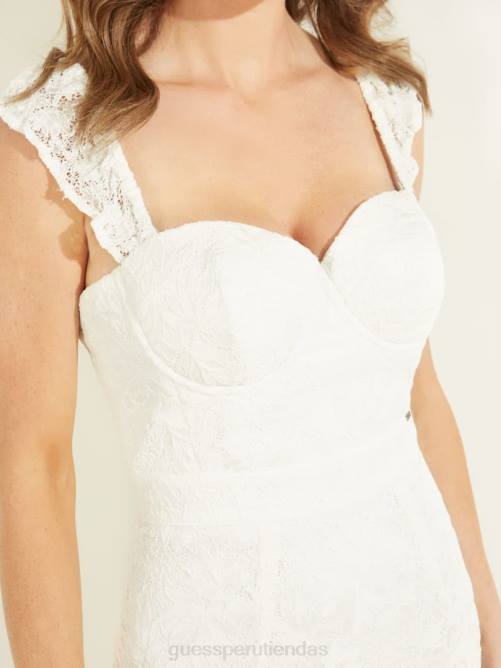 GUESS vestido de encaje cristel mujer 0P8X863 blanco puro vestir