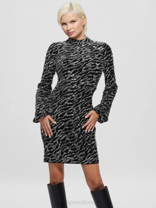 GUESS vestido de lentejuelas zoe mujer 0P8X727 plata múltiple vestir