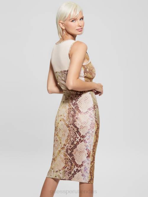 GUESS vestido de piel de serpiente amanda mujer 0P8X595 estampado de serpiente glamoroso vestir