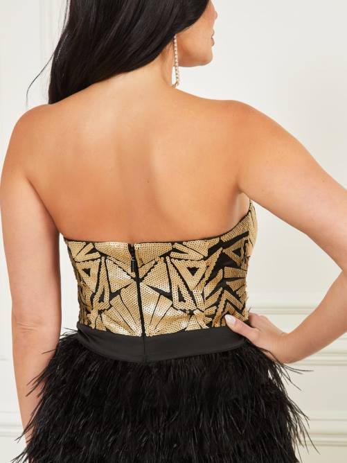 GUESS vestido de plumas browyn mujer 0P8X621 negro vestir