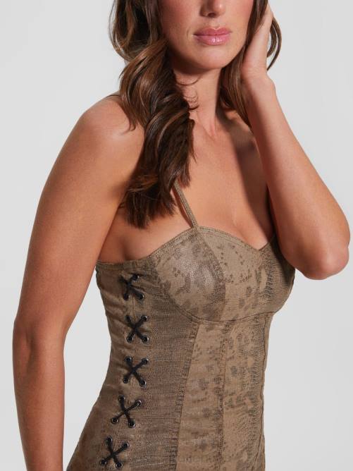 GUESS vestido de río mujer 0P8X567 serpiente marrón vestir