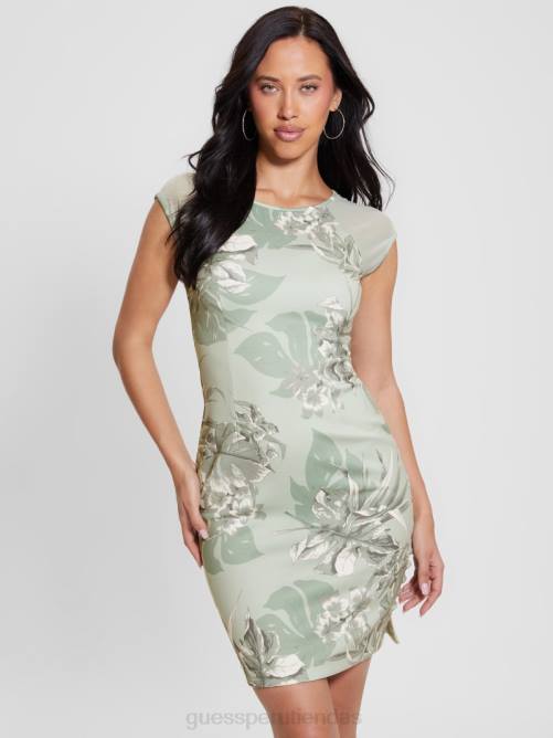 GUESS vestido de sastre ecológico ottavia mujer 0P8X312 estampado de selva de helechos polvorientos vestir