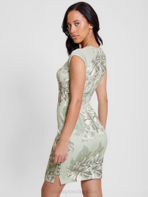 GUESS vestido de sastre ecológico ottavia mujer 0P8X312 estampado de selva de helechos polvorientos vestir